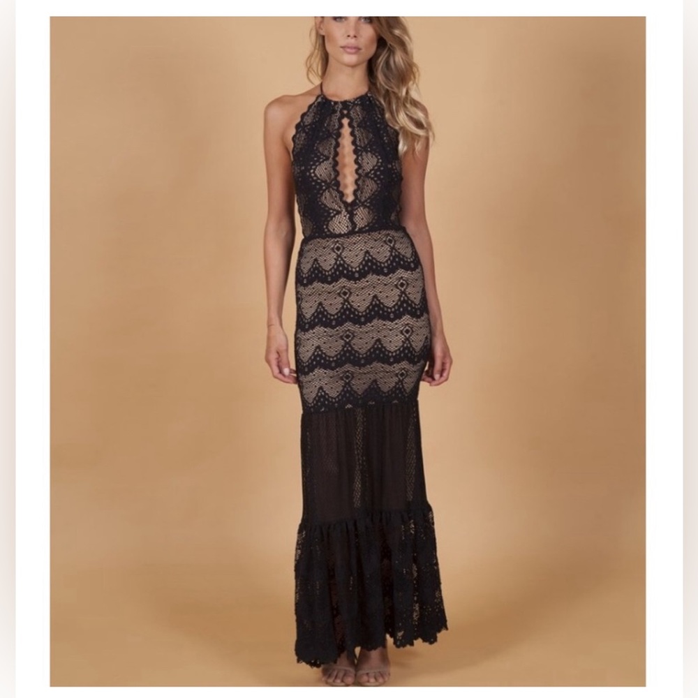 Nightcap Dress Belle Nuit Halter Gown, Black, Size M, NWT